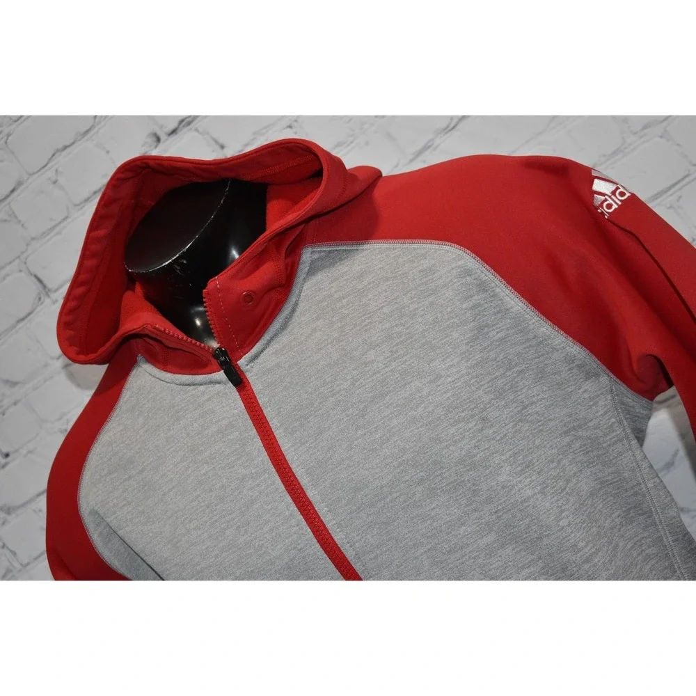 Adidas Team Issue Full Zip Hoodie Mens XL Gray Red Climawarm Raglan Activewear